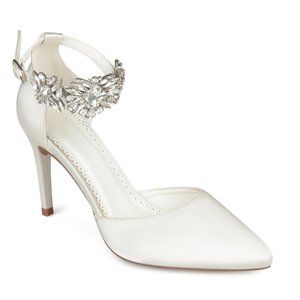 Never worn- Bridal Jeweled Ankle Strap Heels